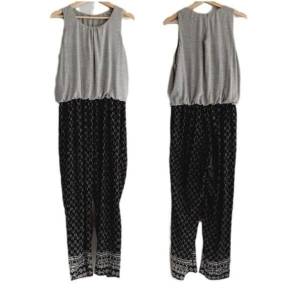 HEI HEI \ Rhodes Anthropologie Sleeveles Crop Jumpsuit Grey & Black Sz S - Picture 3 of 14